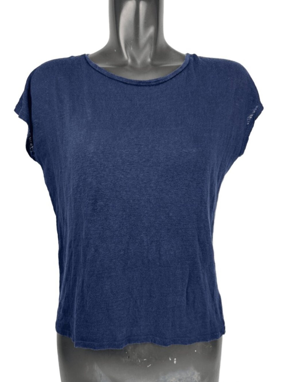InWear Soft Knit Dark Navy Blue Cap Sleeves Round Neck T-Shirt Size M